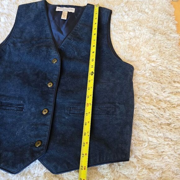 MARSH LANDING Petites Medium Unisex Womems Genuine Blue Leather Vest Western - Picture 5 of 10